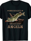2pcs Angler Quote T-Shirt Fishing Born Work Forced Black
