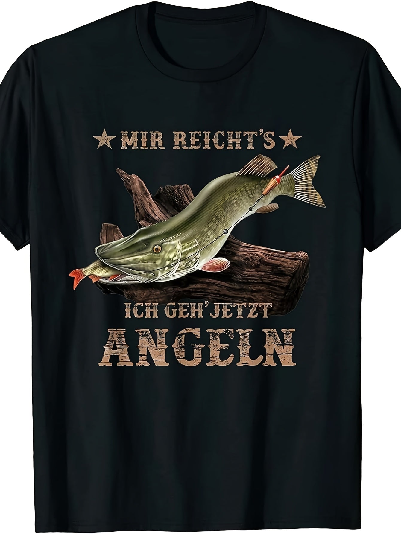 2pcs Angler Quote T-Shirt Fishing Born Work Forced Black