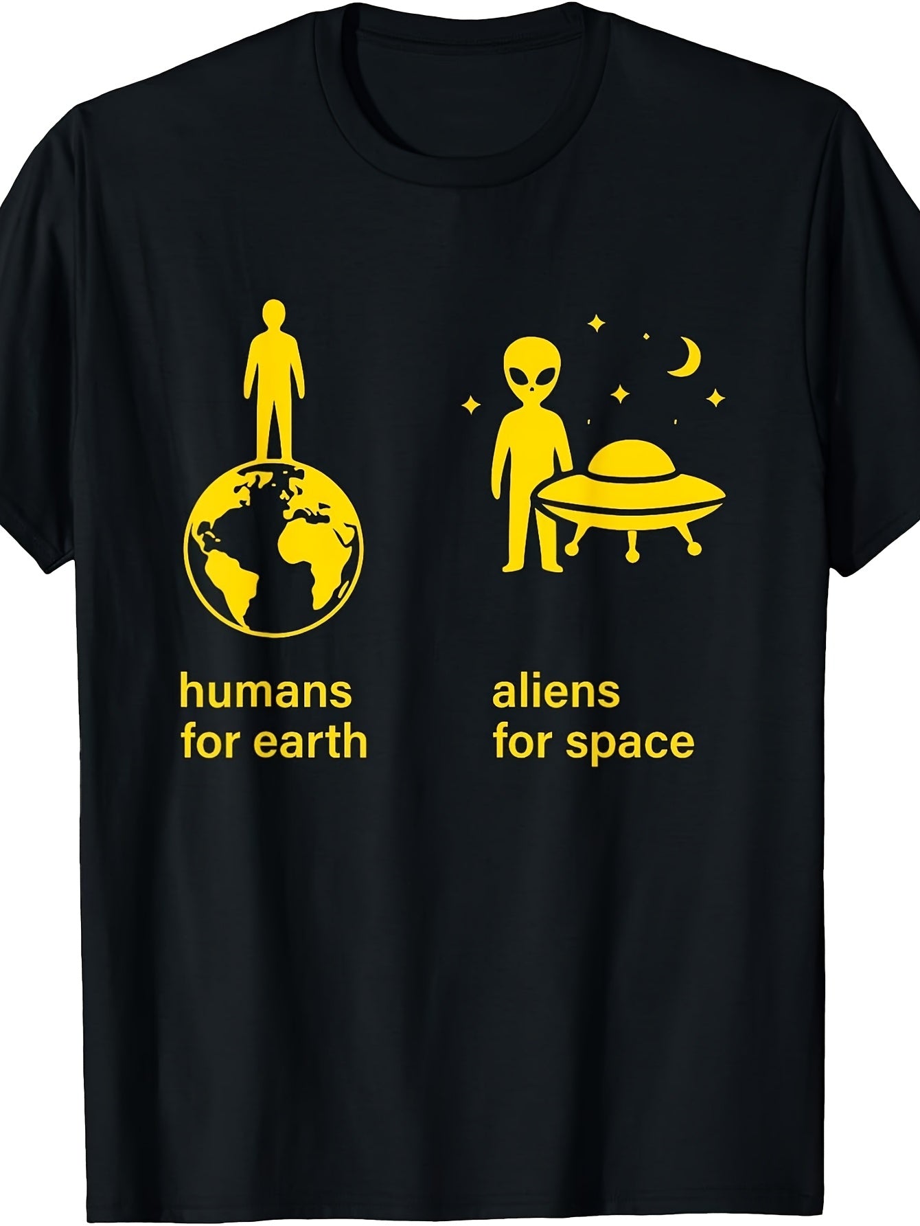 Men's & Women's Funny Aliens for Earth Space Graphic T-Shirt - Retro Round Neck Casual Tee Suitable for, Machine Washable Humorous Earth, - Fit for Themed Parties & Casual Attire