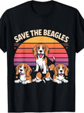Save The Beagles Animal Rescue Retro Sunset Dogs Lover T-Shirt