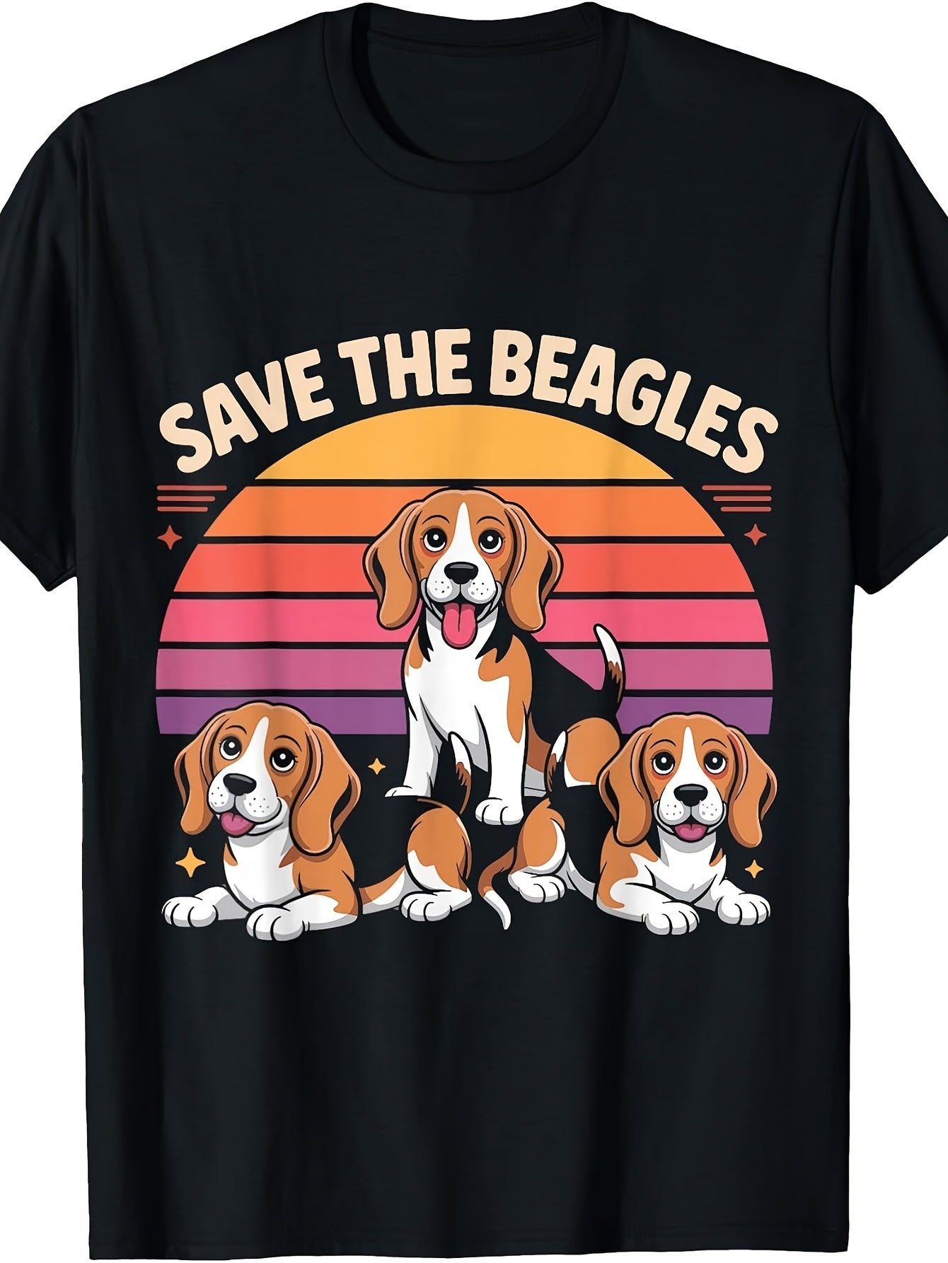 Save The Beagles Animal Rescue Retro Sunset Dogs Lover T-Shirt