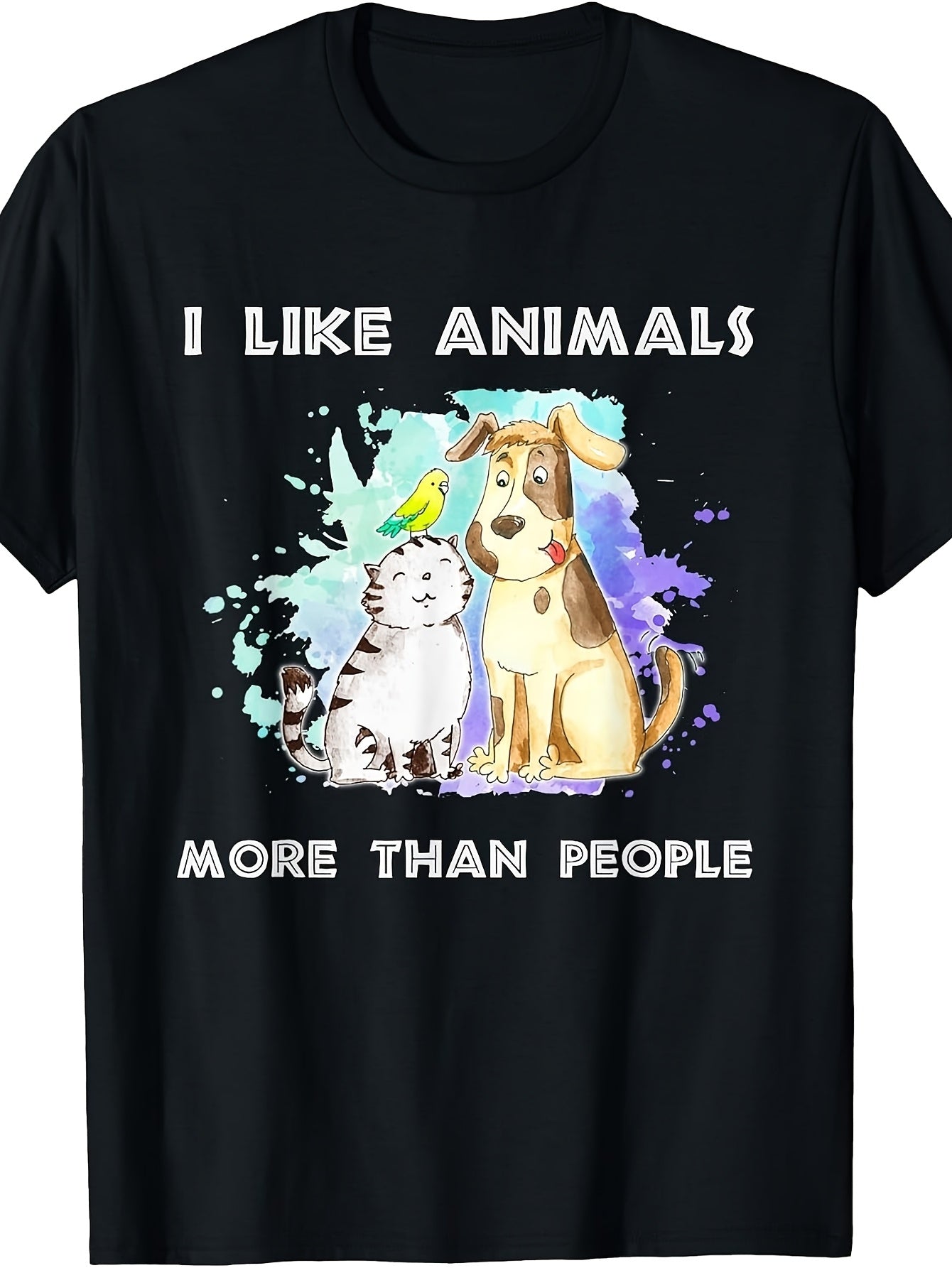 Men'S And Women'S T-Shirt, Funny I Like Animals More Than People Dog Cat Bird Graphic, Casual Summer Wear