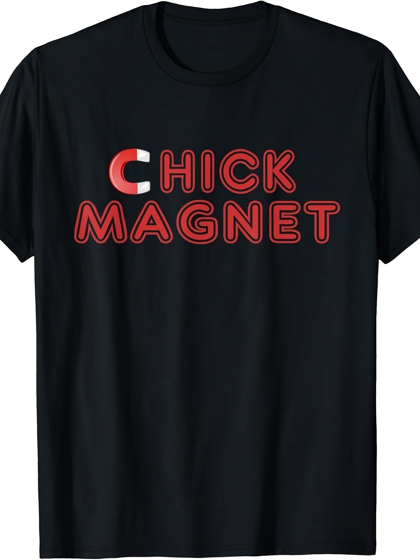 Men'S And Women'S T-Shirt, Retro Neon Style, Chick Magnet Text Design, Casual Wear Summer