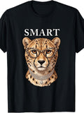 Funny Necklace Leopard Glasses Smart Cheetah T-Shirt