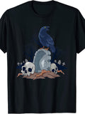 Goth And Gothic - Graveyard with Raven Skulls T-Shirt