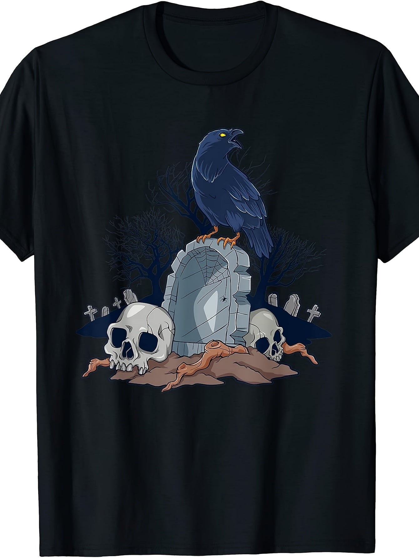 Goth And Gothic - Graveyard with Raven Skulls T-Shirt