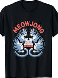 Funny Meowjong Cats Playing Mahjong Tiles Humorous T-Shirt