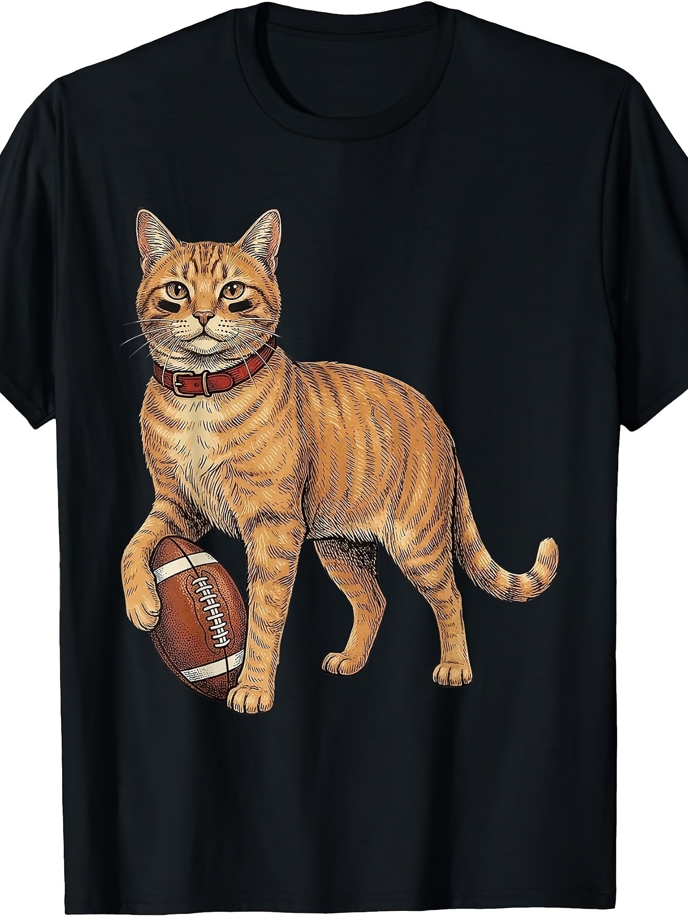 Funny Cat Football Lover Cute Pet Sports Design T-Shirt