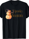 Minimalist Spooky Season Halloween Dancing Pumpkin Snowman T-Shirt